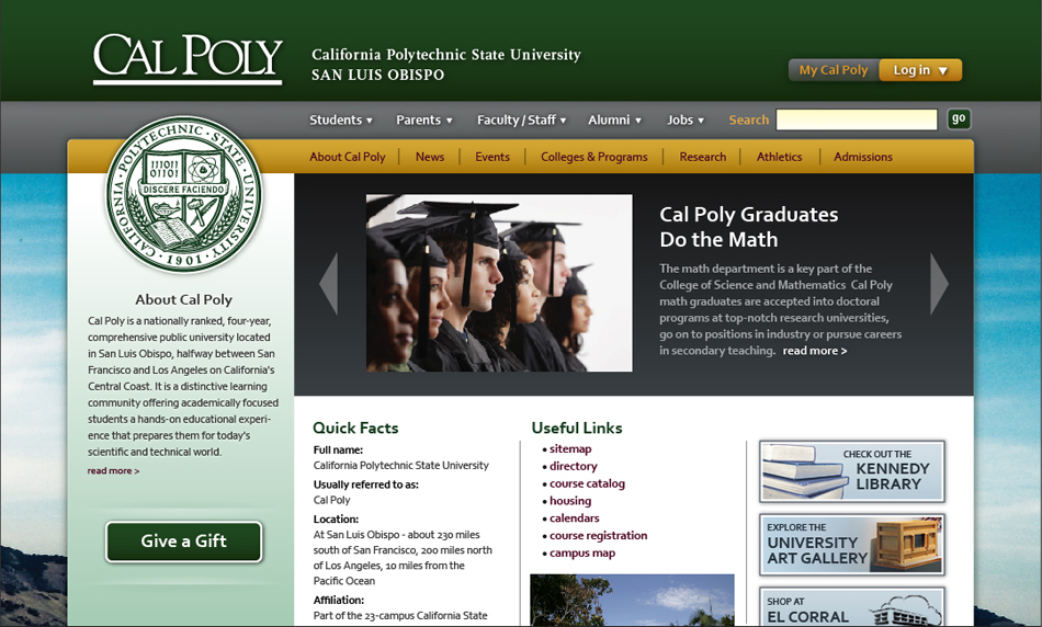 Cal Poly Website Homepage