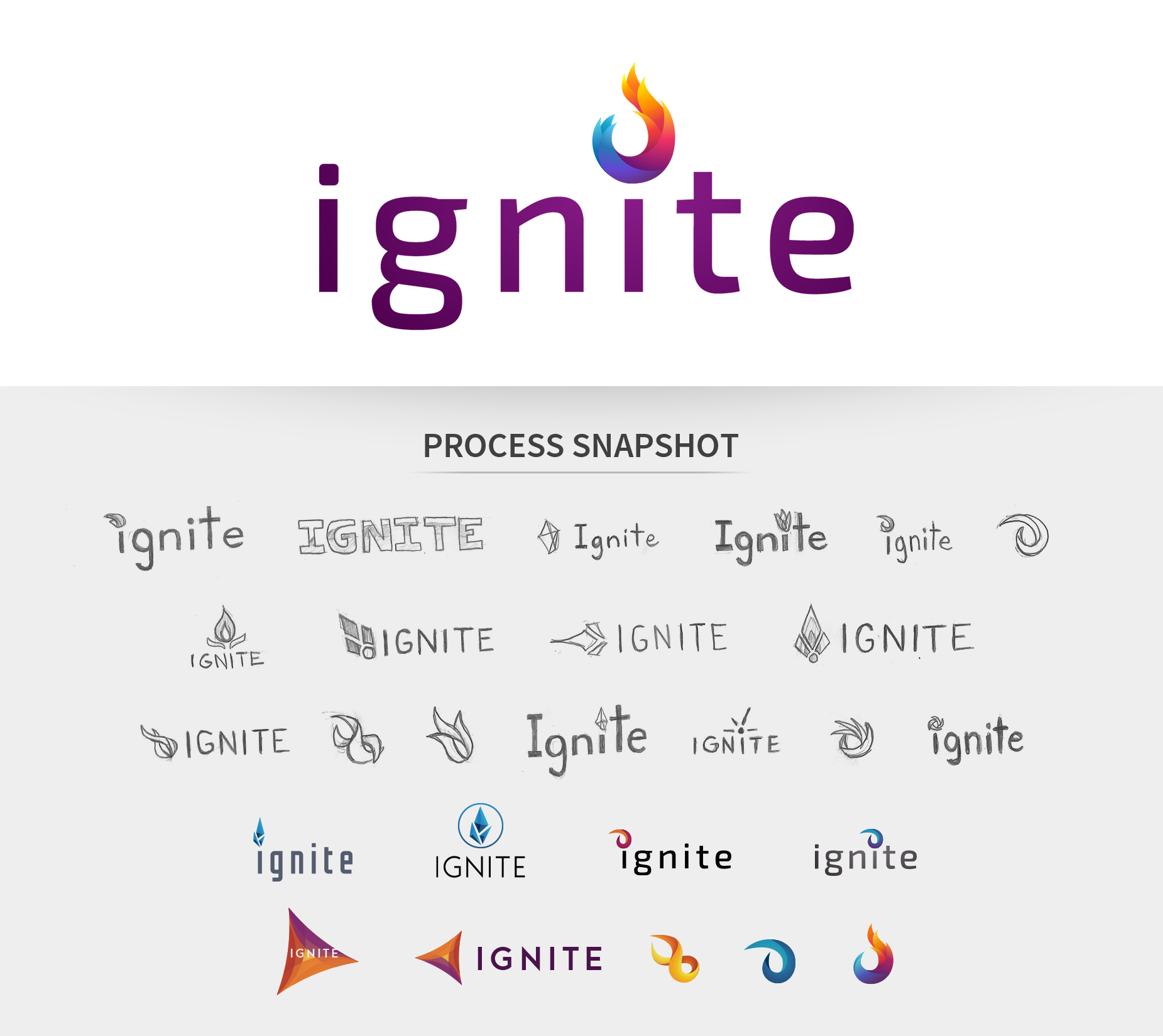 Ignite logo branding and process snapshot