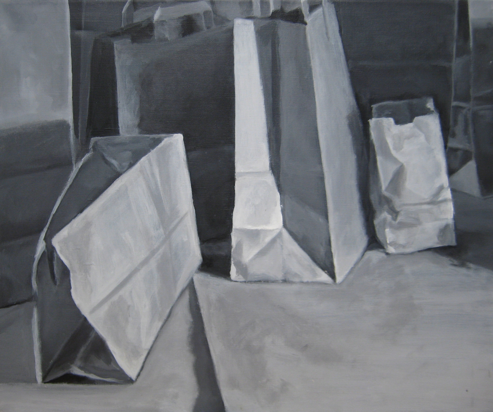 Paper bag still life, arcylic on canvas, 2010
