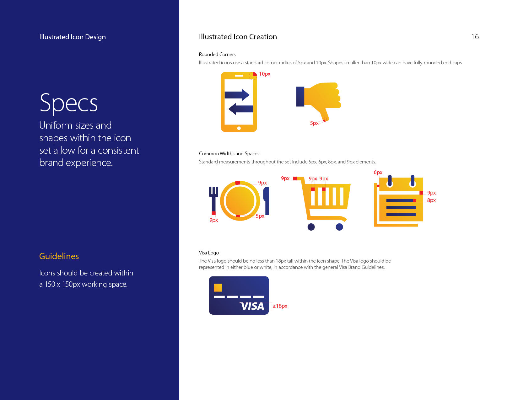 Visa illustrated icons style guide specs